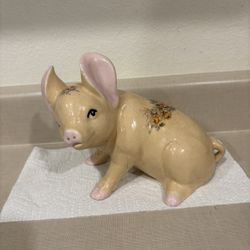 Cute Handpainted6” Ceramic Pig 