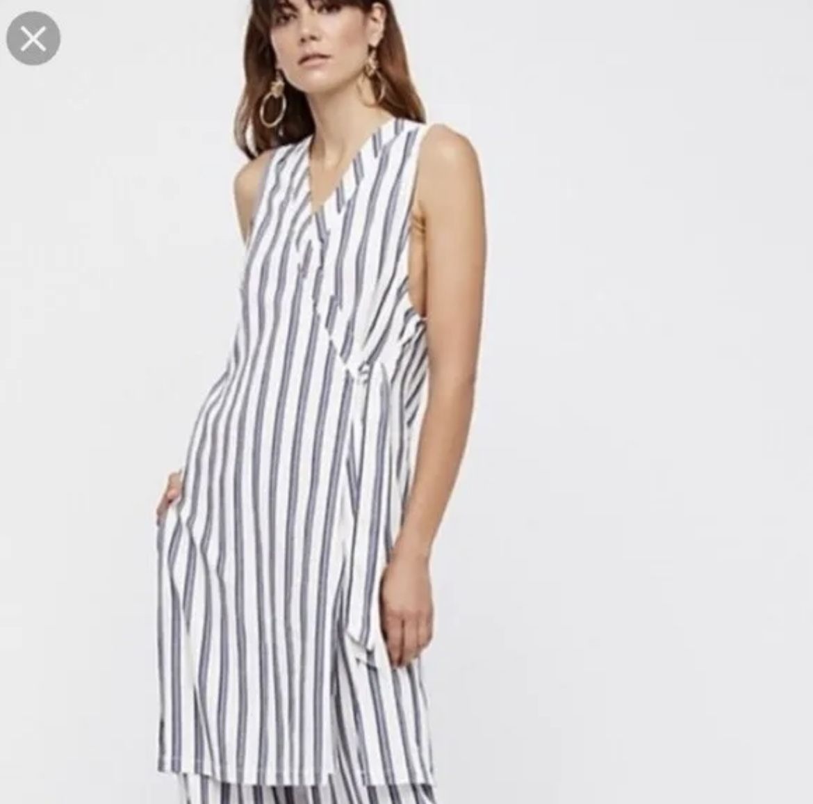  New Free People Tuxedo Stripe Wrap Dress 