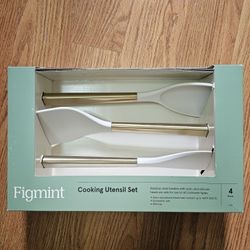 3pc Silicone/Stainless Steel Kitchen Utensil Set Champagne - Figmint™