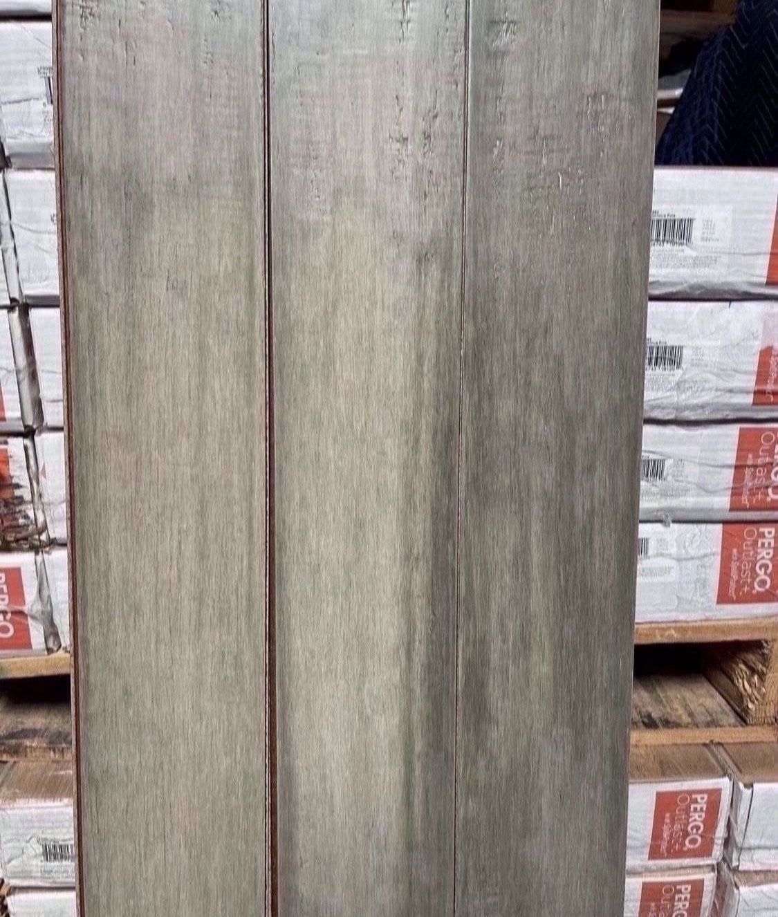 Light Taupe 3/8 in. T x 5.1 in. W Hand Scraped Strand Woven Engineered Bamboo Flooring
