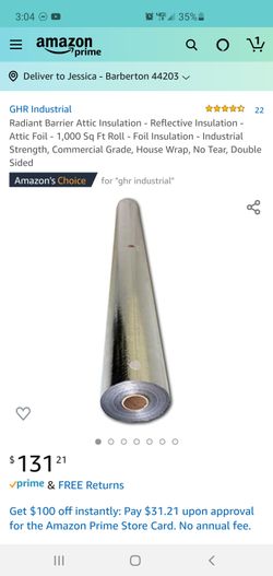 Radiant Barrier Attic Insulation - Attic Foil - 1,000 Sq Ft Roll - Foil Insulation - Industrial Strength, , House Wrap, No Tear, Double Sided