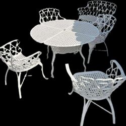 1980’s Vintage French Style Outdoors Set Of 6 Pieces Good Conditions 