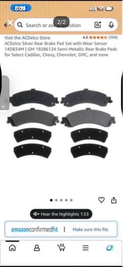 New ACDelco Silver Rear Break Pad Set 14D83M  for Select Cadillac, Chevrolet, GM, etc.