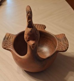Vintage Handcrafted Terracotta Effigy Pottery Bird Bowl