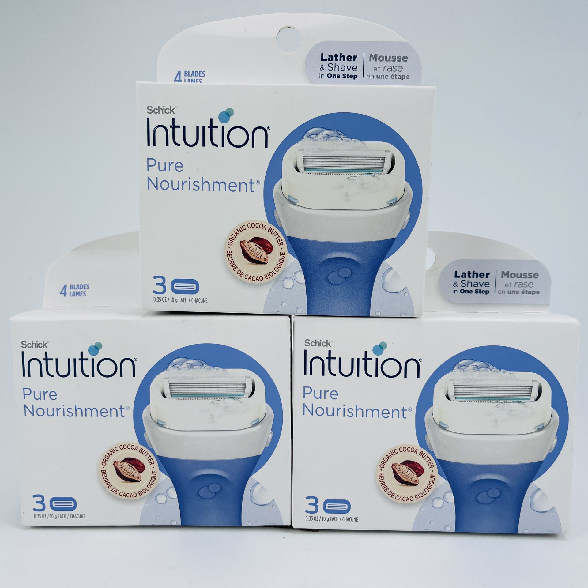 (3) Schick Intuition Pure Nourishment Razor Refills - 4 Blades, Women, 3 Pack