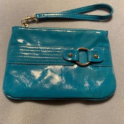 Express Bag Aqua Patent Wristlet