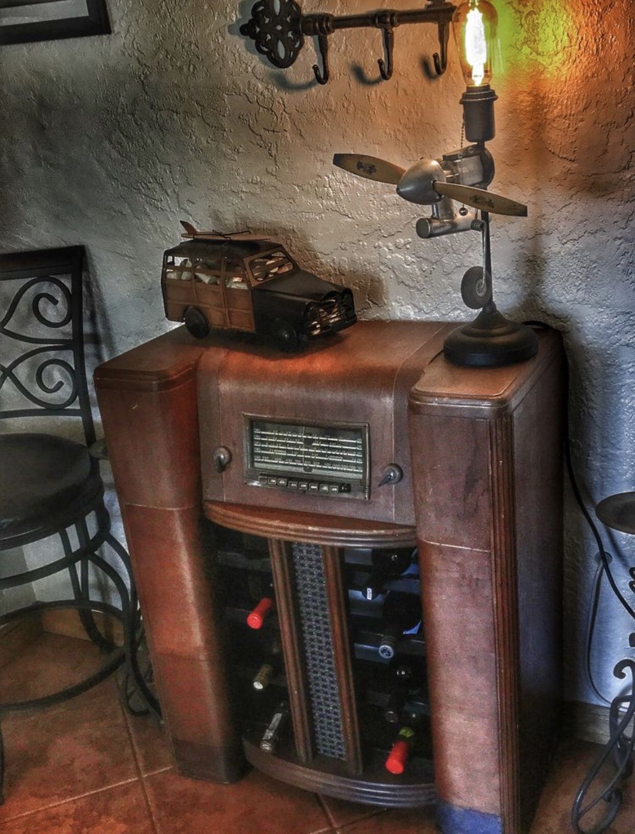 Vintage radio wine cabinet