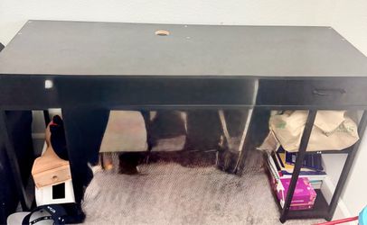 Black Desk with Drawer and Cable Hole
