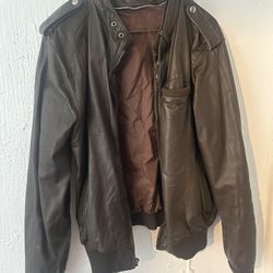 vintage brown leather jacket