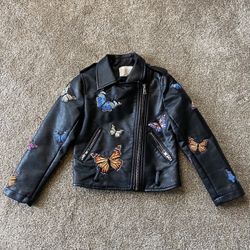 Hannah Banana Kids Faux Leather Jacket Size 4tEmbroider With Multi Color Butterflies And Kenzie Girl Jacket Size 4