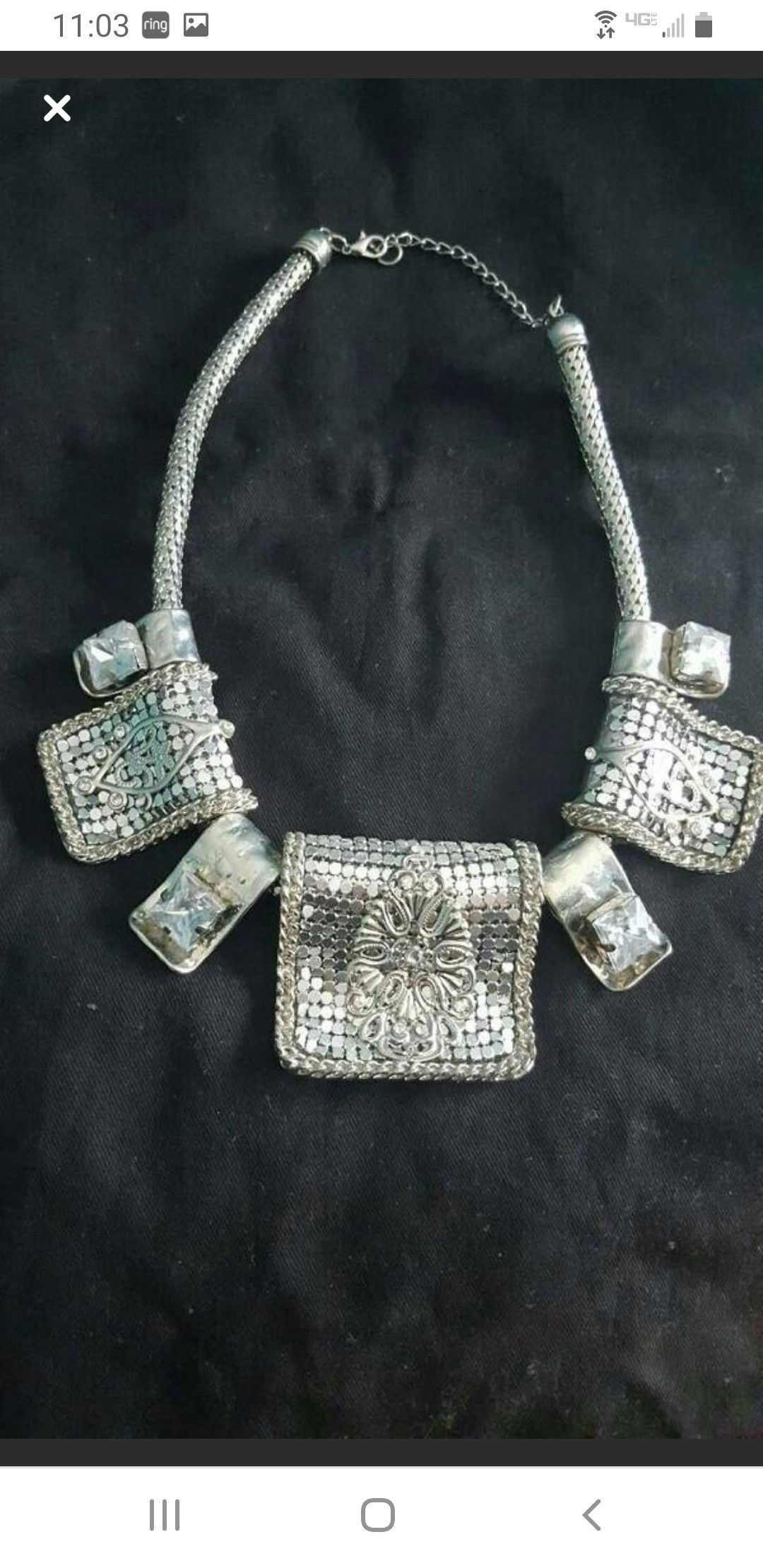 Diamond silver necklace