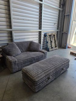 Thomasville Wills Fabric Oversize Chair and Storage Ottoman