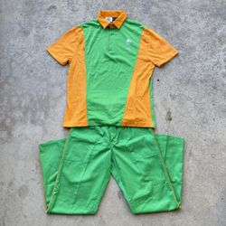VINTAGE 1984 LEVI’S LOS ANGELES OLYMPIC GAMES OLYMPICS STAFF UNIFORM POLO SHIRT AND PANTS SET 