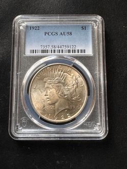 1922 PCGS AU58 Peace Silver Dollar