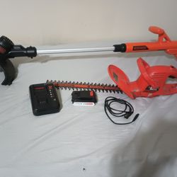 Black +Decker Lawn Weed Eater And Hedge Cutter.. Battery Powered And Electric 