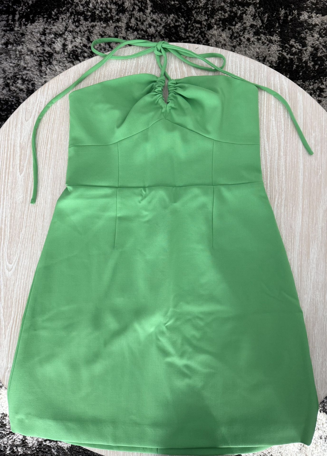 French Connection - Green Whisper Ruth Strap Halter Neck Dress, Size 6