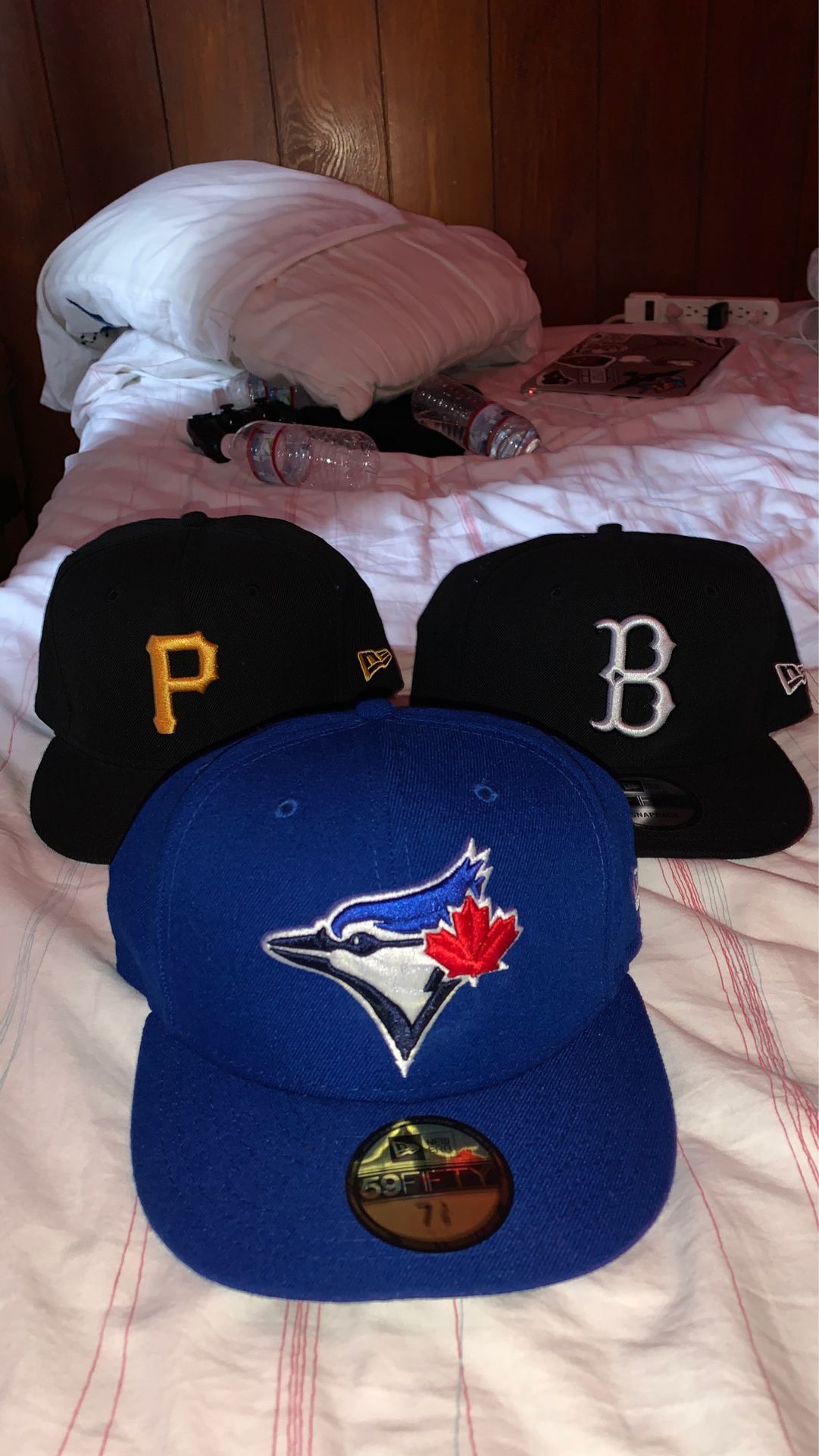 Pirates and brooklyn snapbacks/ blue jays fitted cap 7 3/8. Each $25