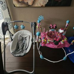 Graco Baby Swing & Minnie Mouse Bouncer
