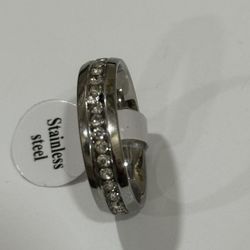 Stainless Steel CZ Ring Men & Women Wedding Band Size 8, 9.5 & 10.5