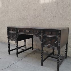 Antique jacobean Style Barley Twist Turned Wood Desk  By JOHNSON-HANDLEY 