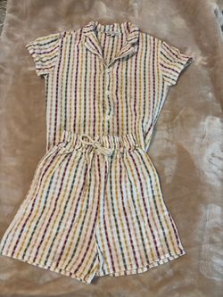 Striped Short Sleeve Top and Shorts for Girls Set
