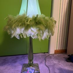 Green Feather Lamp With LED Color lightbulb And Remote 
