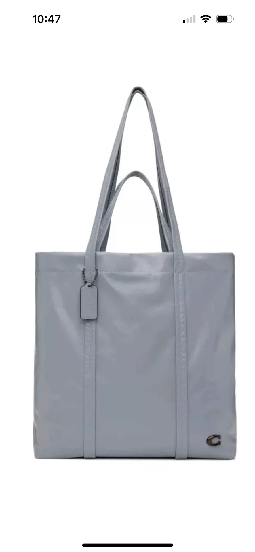 Coach Hall Tote Bag Light Leather Large Grey Blue $495 NWT Men's Women's Unisex