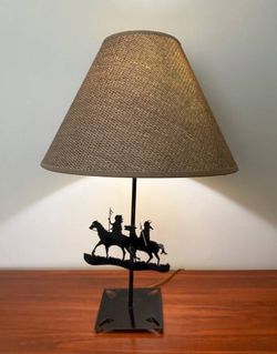 Western Theme Native American Indian Metal Cut Out Table Lamp