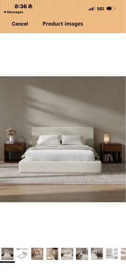 RECCI AirFrame Queen Upholstered Bed Frame with Plush Padded Headboard Plush Padded Headboard, 360° Soft Foam Surround, Low Profile Cloud Bed Frame, N