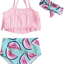 Watermelon Girl Bathing Suit 3pc 2-3T