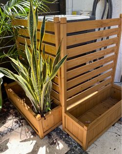 2-Pack Solid Wood Garden Screen with Planter Boxes