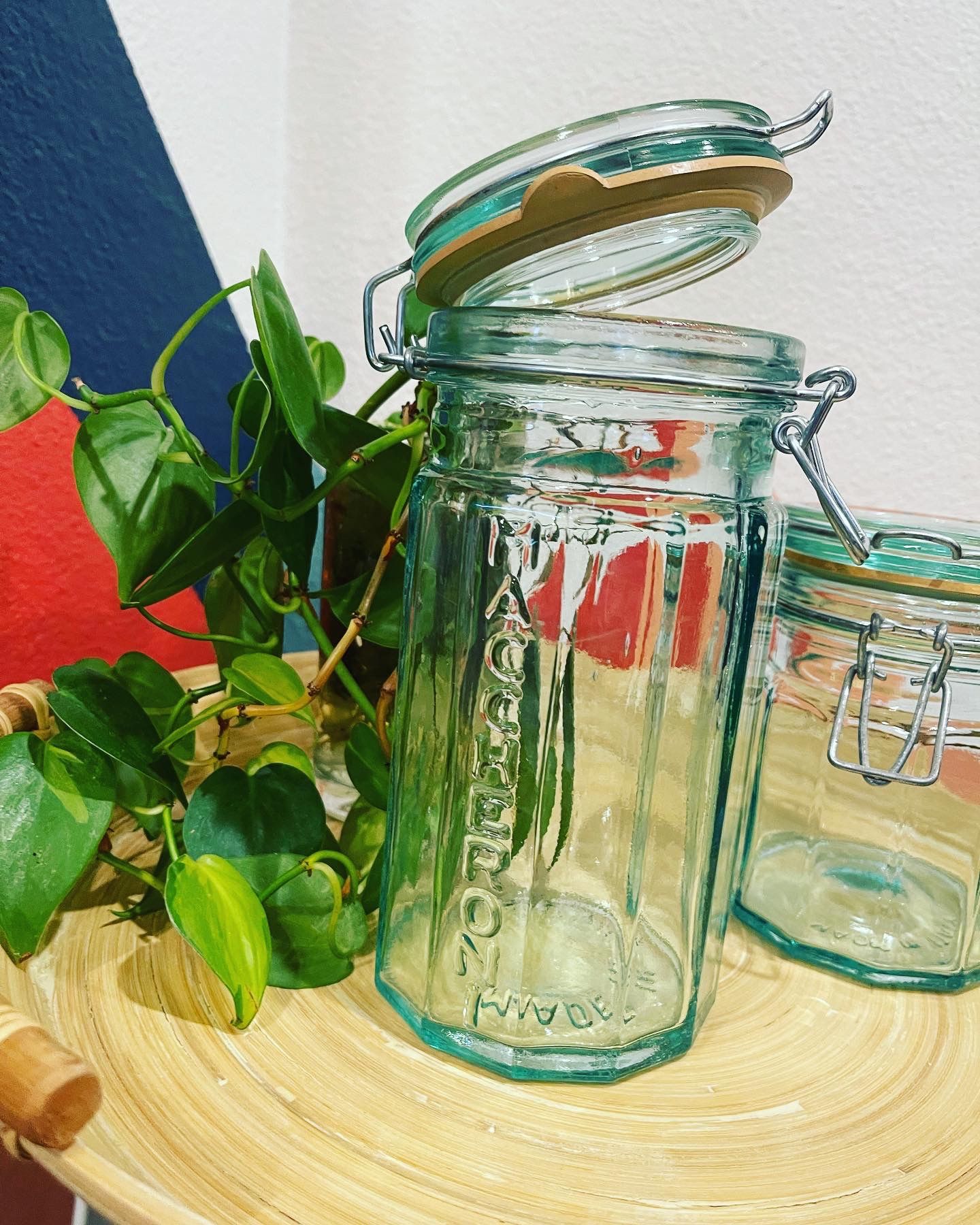 Vintage Green Hermetic Jars Made in Italy