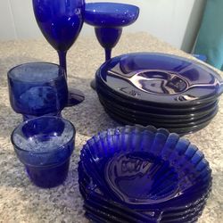 Cobalt Blue Dishes / Clam Shell Plates