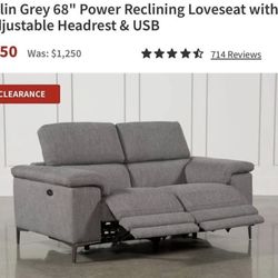Talin Grey 68" Power Reclining Loveseat 
