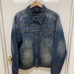 Rocawear Blue Jean Denim Jacket Size 44 Stick To The Script Full Zip 2012