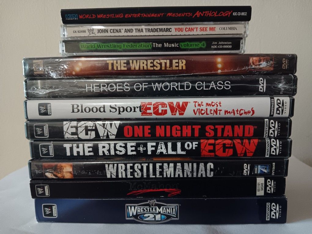 Wrestling WWE, ECW, Movies DVDs And Cds Wrestlmania & More