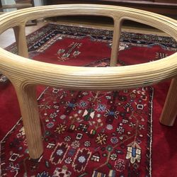 Vintage 70s Pencil Reed Split Reed Boho Round Coffee Table (no glass)