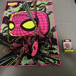 Funko Black Light Poster Marvel SPIDERMAN & Spider-Man Black Light Funko Pocket Pop