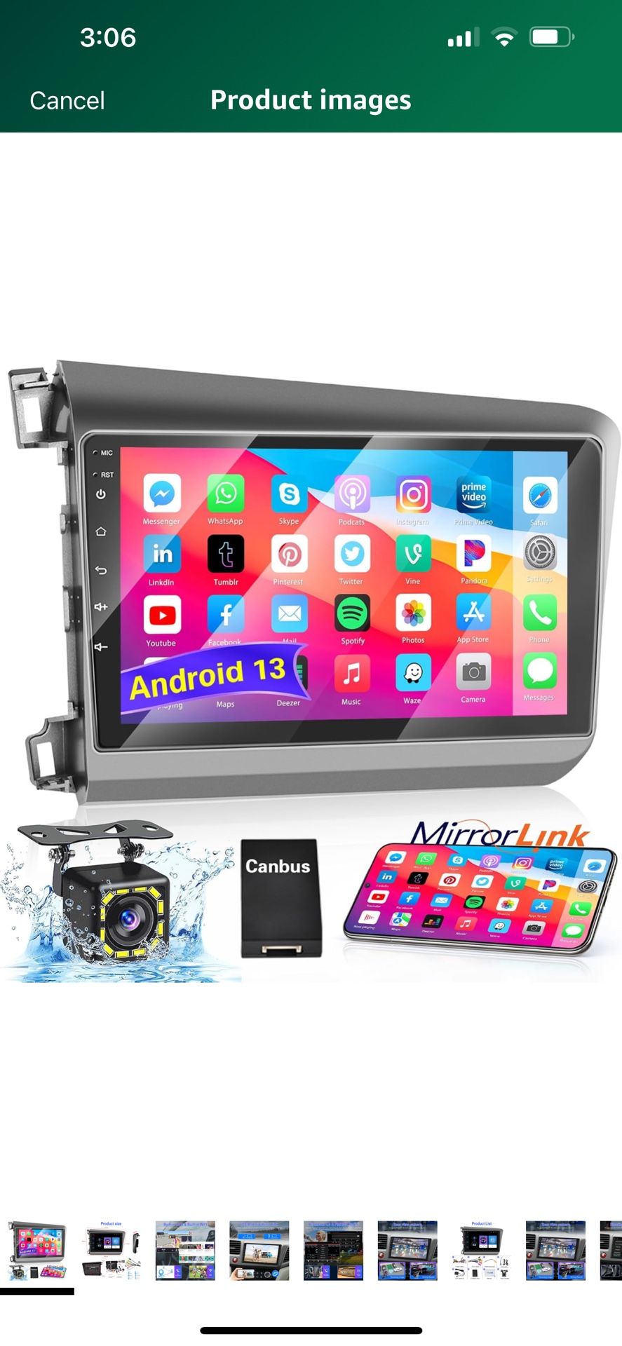 Honda Civic 2012-2015 Android Car Radio Stereo 9 Inch Capacitive HD Touch Screen Mirror Link GPS Navigation Head Unit with WiFi Bluetooth USB FM RDS S