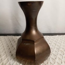 Vintage Brass Hexagonal Bud Flower Vase MADE INDIA DECOR Metallic Centerpiece 