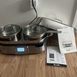SAVE $285🔥.  STAINLESS STEEL 2 BURNER STEAMER WITH LIDS. DIGITAL 📱📱.  WAS $349 (SEE PIC 2). SALE ONLY $75 🥦🥗🥕