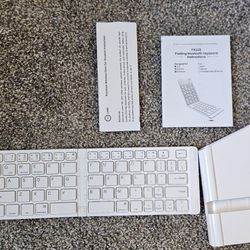 IKOS Folding Bluetooth Wireless Keyboard Slim Pocket Portable Travel Foldable Full Size Keyboard with Stand Holder