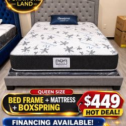 🔥 Queen Bundle Deal – Bed Frame + Mattress + Box Spring 🔥