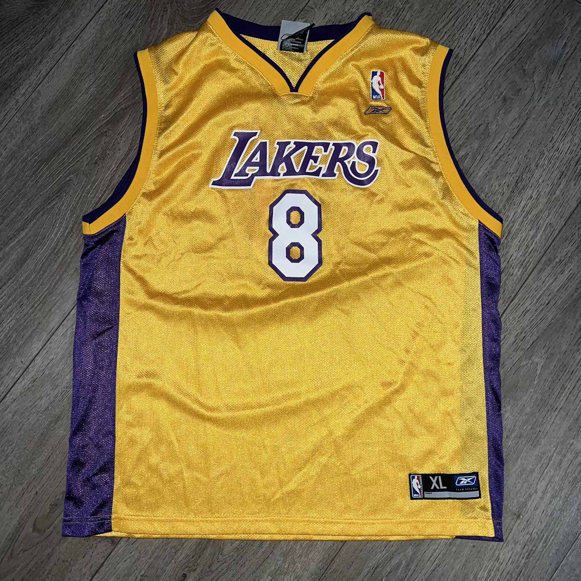 Vintage Kobe Bryant 8 Jersey Boys XL Reebok Los Angeles Lakers Youth Gold