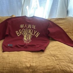 Brooklyn Nets Wah Yan Ching Nin Embroidered-L Red Year Of The Dragon Sweatshirt