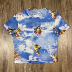 Cherub Angel All-Over Print Crop T-Shirt