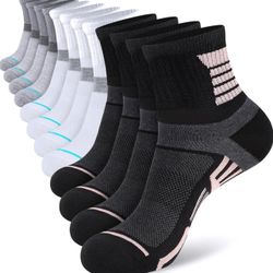 12 Pairs Womens Ankle Socks Lightweight Breathable Casual Mini Crew Quarter Socks For Women