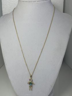 Silver 925 necklace with aquamarine rhinestone pendant