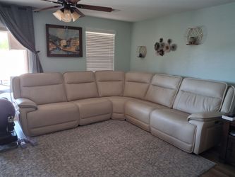 Ashley 5-Piece Power Reclining Leather Sectional w/console - Zero Gravity Seats