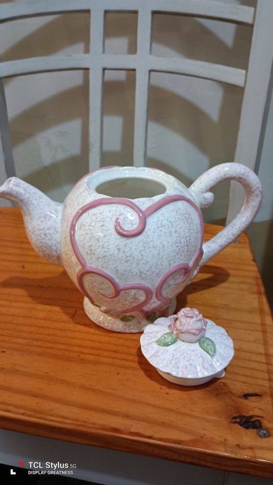 2 Ceramic Teapots- 1 Easter & Vintage Victoria's Secret